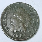 1904 Indian Head One Cent Penny Very Fine Details #5697