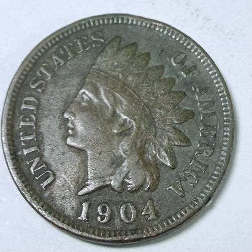 1904 Indian Head One Cent Penny Very Fine Details #5697