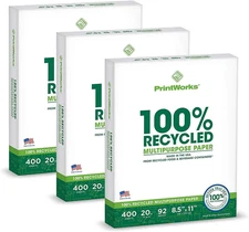 100% Recycled Printer Paper 8.5" X 11" White - 20 Lb Copy & Multipurpose Compute