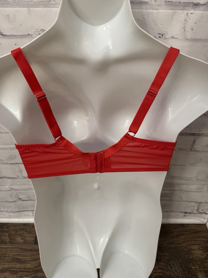 Curvy Kate Bra USA 38I Stand Out Scooped Plunge Fiery 红色无衬里透明女性 — 第 3/4 张图片