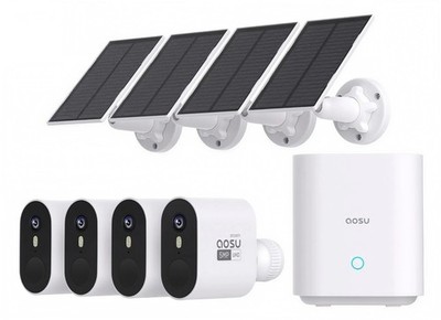 AOSU Solar Max 4 Kamerasystem, Outdoor, Wireless, 5MP, Home Security CCTV, Neu.
