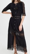 LoveShackFancy Women’s Black Beth Dress Size Small New With Tags