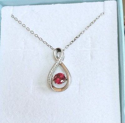 Kay Jewelers Infinity Dancing Ruby Necklace Sterling Silver 18'' Chain