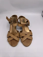 Coach And Four Sandals Tan Leather Wedge Sandals Women’s Size 8.5