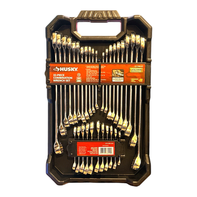 #ad Husky SAE and Metric Combination Wrench Reg Stubby Set with Tray 32 Piece NEW $69.99