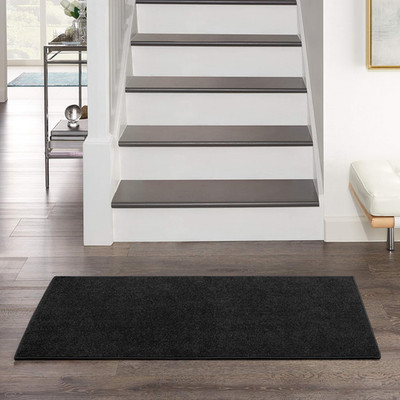 Home  Essentials Black 2' X 4' Area Rug - Easy Clean, Non Shedding, Bed Room, Li