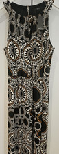M&Co Ladies Black Brown Patterned Sleeveless Maxi Dress Size 14 BNWT
