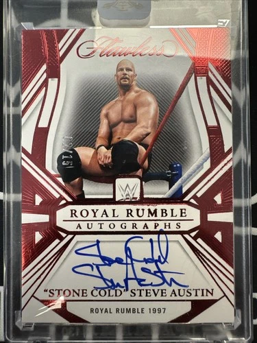 2024 Panini Flawless WWE Royal Rumble Stone Cold Steve Austin Ruby Auto 2/15