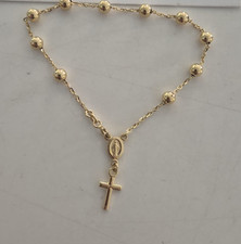 BRACCIALE ROSARIO In ORO GIALLO 18 Kt 750% SFERE Lucide Madonna Miracolosa Croce