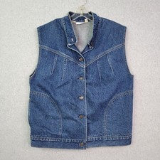 Vintage Levi s Moto Vest Denim Blue Jean Jacket Women s Sz L EUC