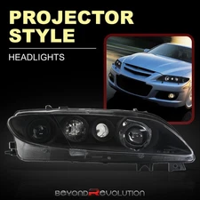 For 2003-2005 Mazda 6 Black Clear Signal Projector Head Light Assembly Lamps Set