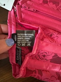 LAVISH Women Pink Lace Corset Size Small -Zip Back-Front Black Lace Up NWT