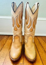 Vintage Frye 1970s Western Cowboy Boots Cream...