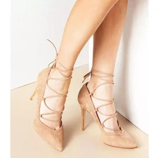 Raye Taylor 40 Size US 10 Suede Lace  Pumps Pointed Toe Brown Tan Size 10