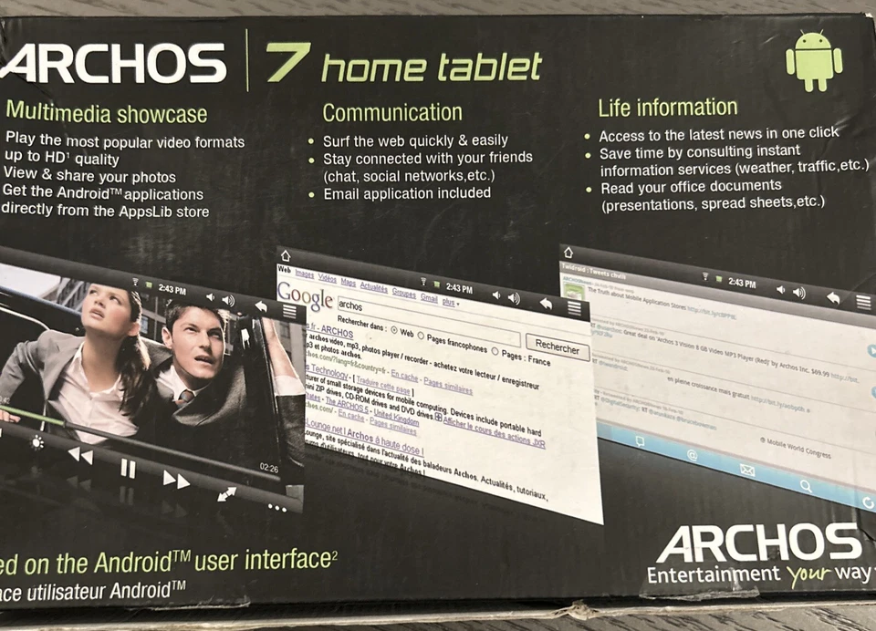 Archos 7 8GB Android Home Tablet V2 MP4/MP3/Photo Viewer (501521) BOXED - Image 3 of 4