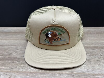 Vintage Ducks Unlimited Designer Awards Tan Mesh Trucker Hat Cap NWOT  UK