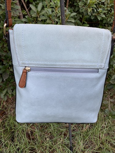 SIMPLY NOELLE Vintage Blue Leather And Suede Multi Pocket Crossbody/shoulder Bag - Picture 2 of 9