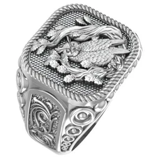 925 Sterling Silver Men Owl Bird Ring Animal Fashion Jewelry