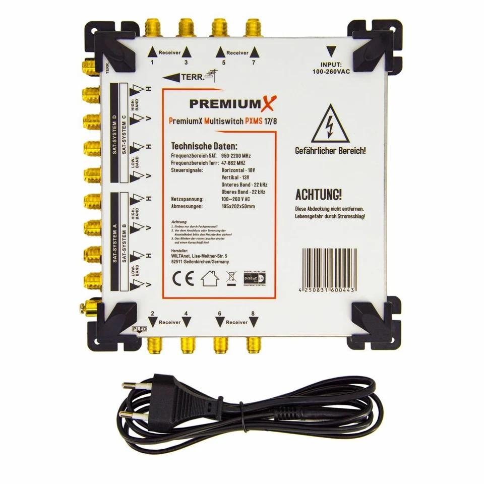 PremiumX Multischalter 17-8 Multiswitch 4 SAT 8 Teilnehmer Satelliten Switch Set - Bild 4 von 4