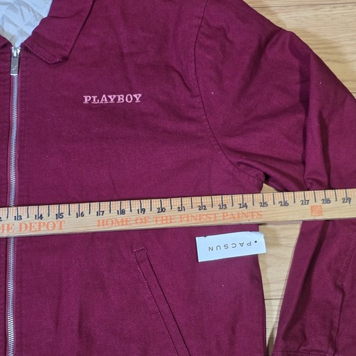 NEW Playboy By PacSun Burgundy Full Zip Bomber Jacket Men's Size Large NWT - Picture 4 of 10