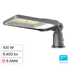 Lampada Stradale LED 100W SMD Chip Samsung Lampione IP65 Colore Grigio V-TAC