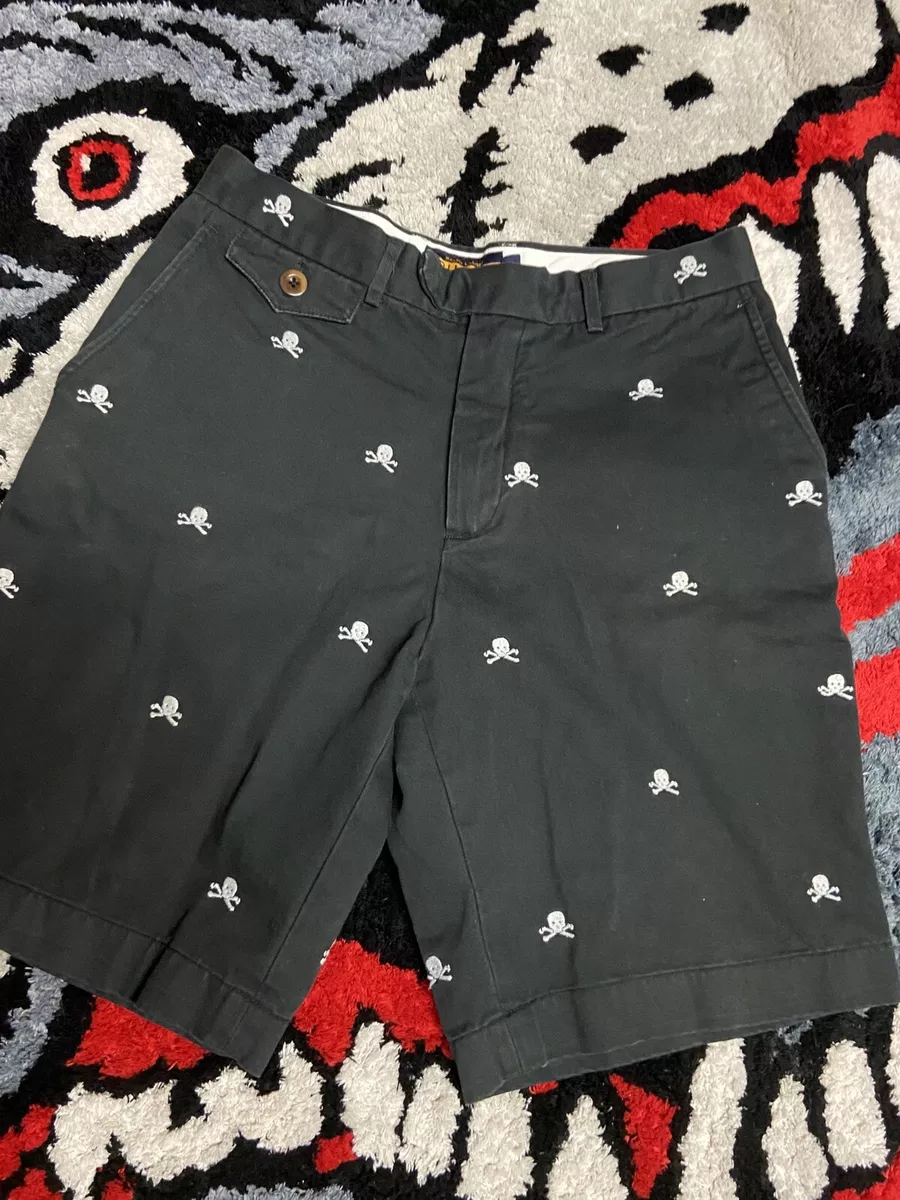 Ralph Lauren Rugby Skull Embroidery Black Men’s Chino Shorts Size 30