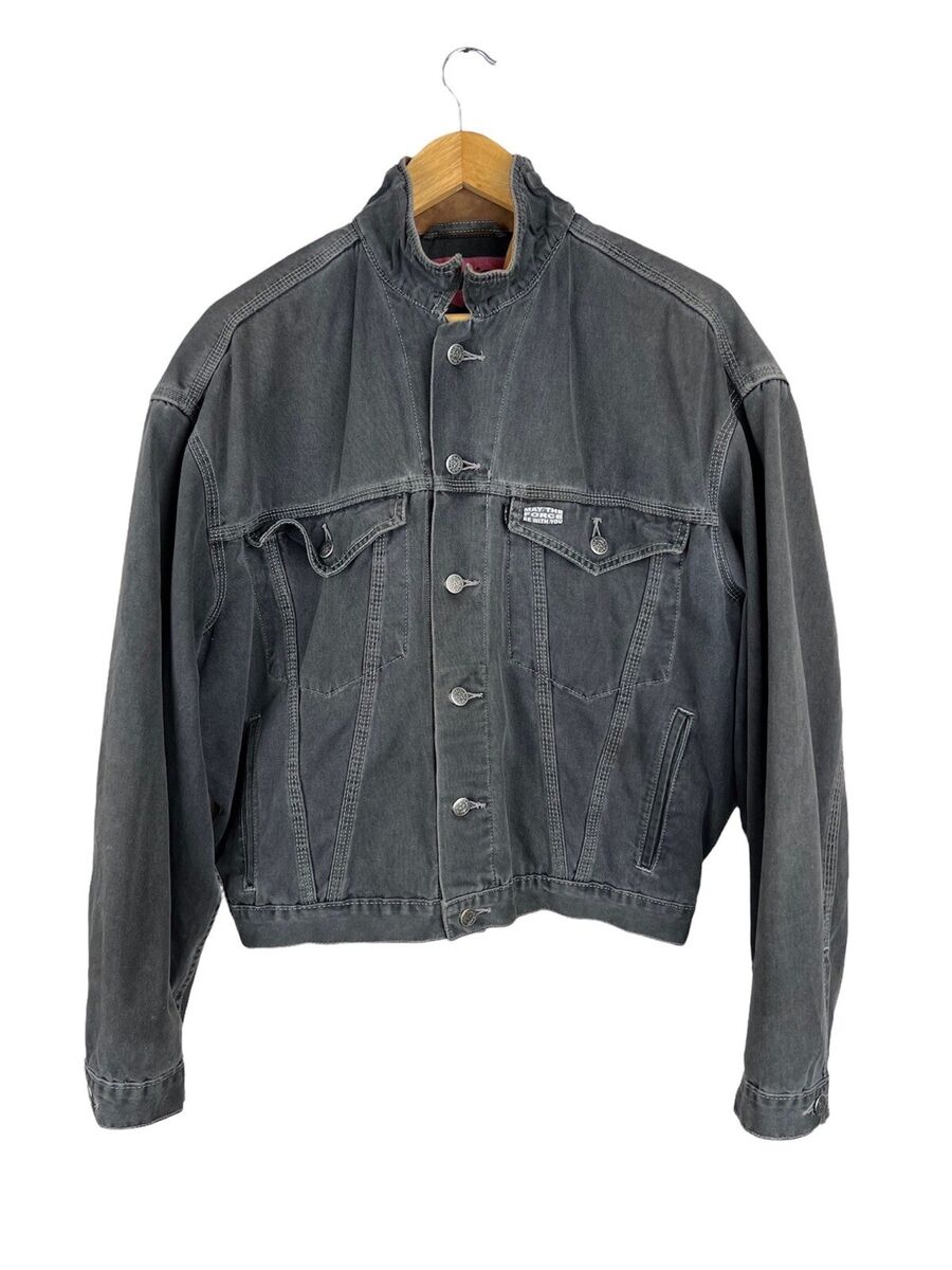 Vintage Levi’s Black Tab Denim Jacket 80s Leather Neck