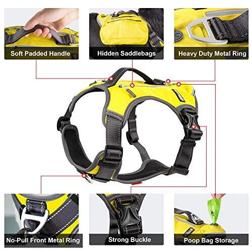 Dog Harness, Multi-Functional No Large (Neck:18"-26";Chest:27"-34") Yellow