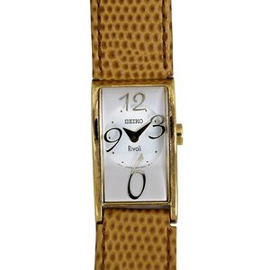Authentic Seiko Ladies Extremely Rare Rivoli Gold Plated Tank Watch Curved Case UJA46P