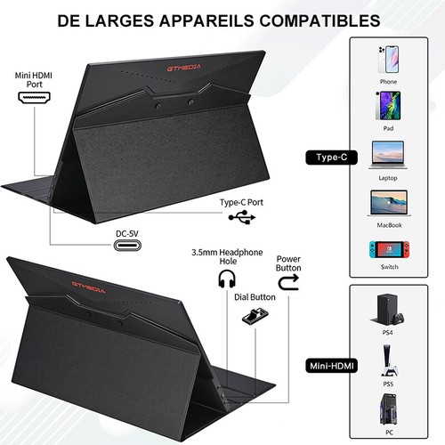 165Hz Moniteur de Jeu Portable 17,3 Pouces 2,5K avec Béquille UHD Externe Écran - Photo 2/23
