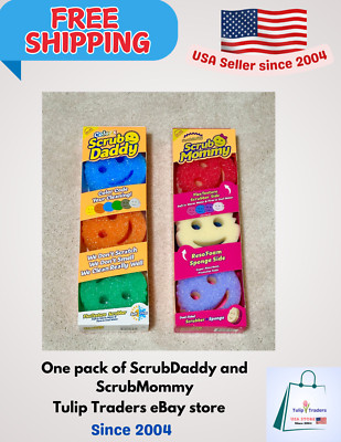 Two pack Scrub Daddy Mommy Sponges Dish Scrubber Non-Scratch 3-PK Kitchen Bath
