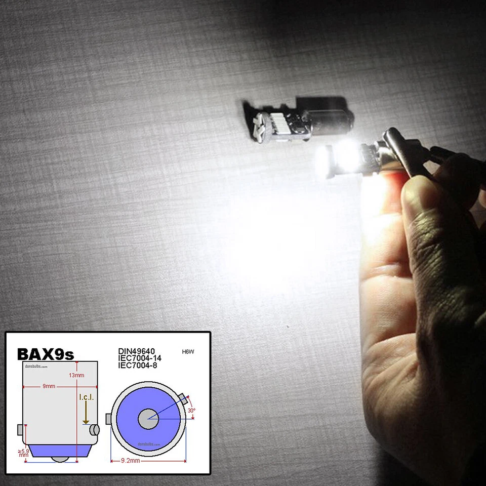 x2 H6W BAX9s 433 434 Canbus LED Side Light Bulb Error-Free White For BMW F30 F20 - Image 4 of 4