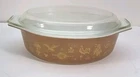 Vintage Pyrex Early American 2 1/2 Qt Brown Gold 045 Oval Casserole Cover Lid