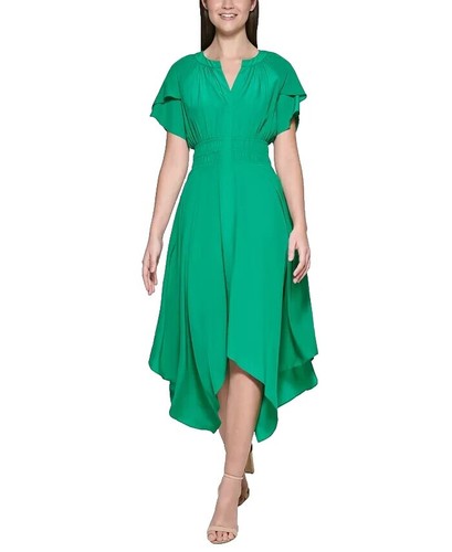 Kensie Women Short Sleeve Smocked Waist A-Line Midi Dress Sz 16 NWT  Cocktail