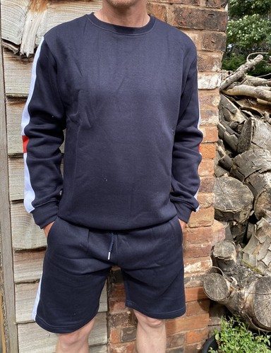 Conjunto de sudadera y pantalones cortos para hombre talla pequeña, azul marino PVP £45 conjunto Boohoo para hombre - Imagen 9 de 12
