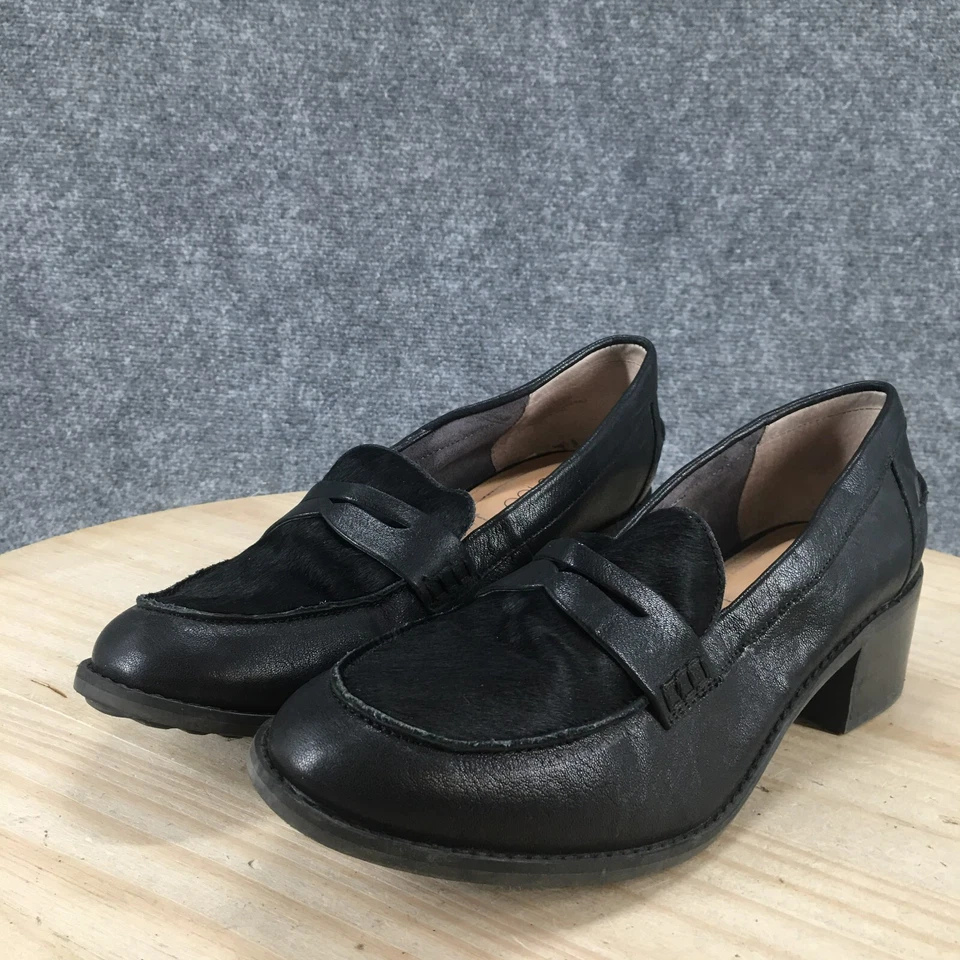 Zapatos de salón Me Too para mujer 10 M Darra Penny mocasines cuero negro tacón informales Foto 4 de 4