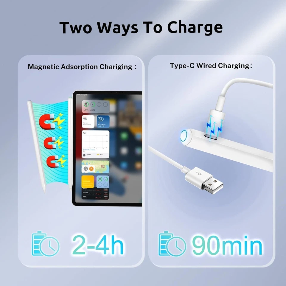 Bluetooth Wireless Charging Stylus Pencil for Apple iPad 2018-2024 Write/Draw - Image 3 of 4