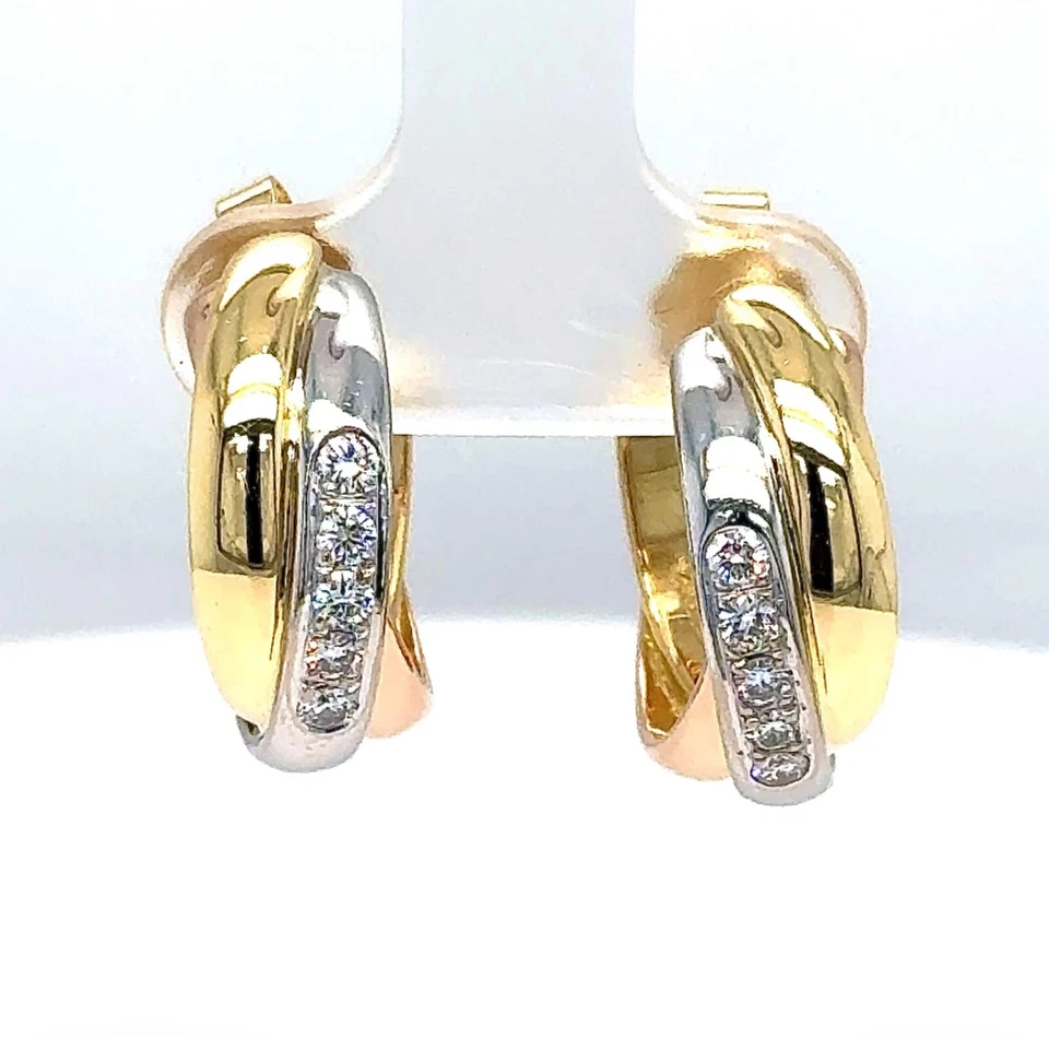 Massive Wempe Ohrringe 18Karat (750) Gold Tricolor mit hochfeinen Brillanten - Bild 4 von 4