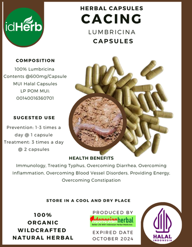 {idHerb} CAPSULE Earthworm Lumbricina Lumbricus Typhus Organic Free Shipping - Picture 3 of 3