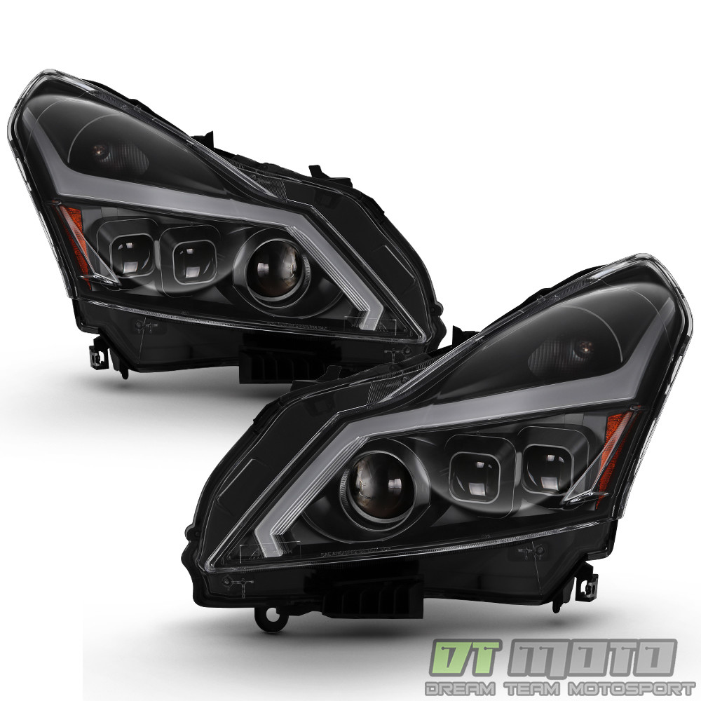 Black Headlights w/ LED Sequential Signal Switchback DRL For 2010
