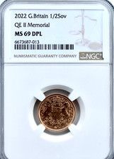 Gold Half Sovereign 2022 Coin Memorial 1/2 NGC MS69 Britain Uncirculated