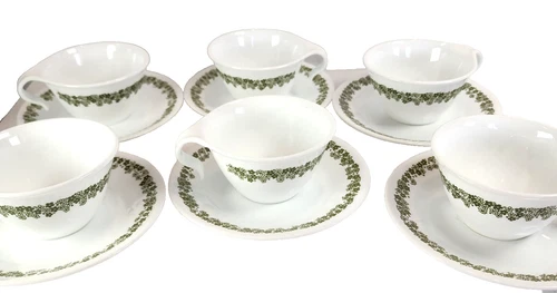 Corelle CRAZY DAISY Spring Blossom Hook Handle Cups Coffee Tea Set of 6