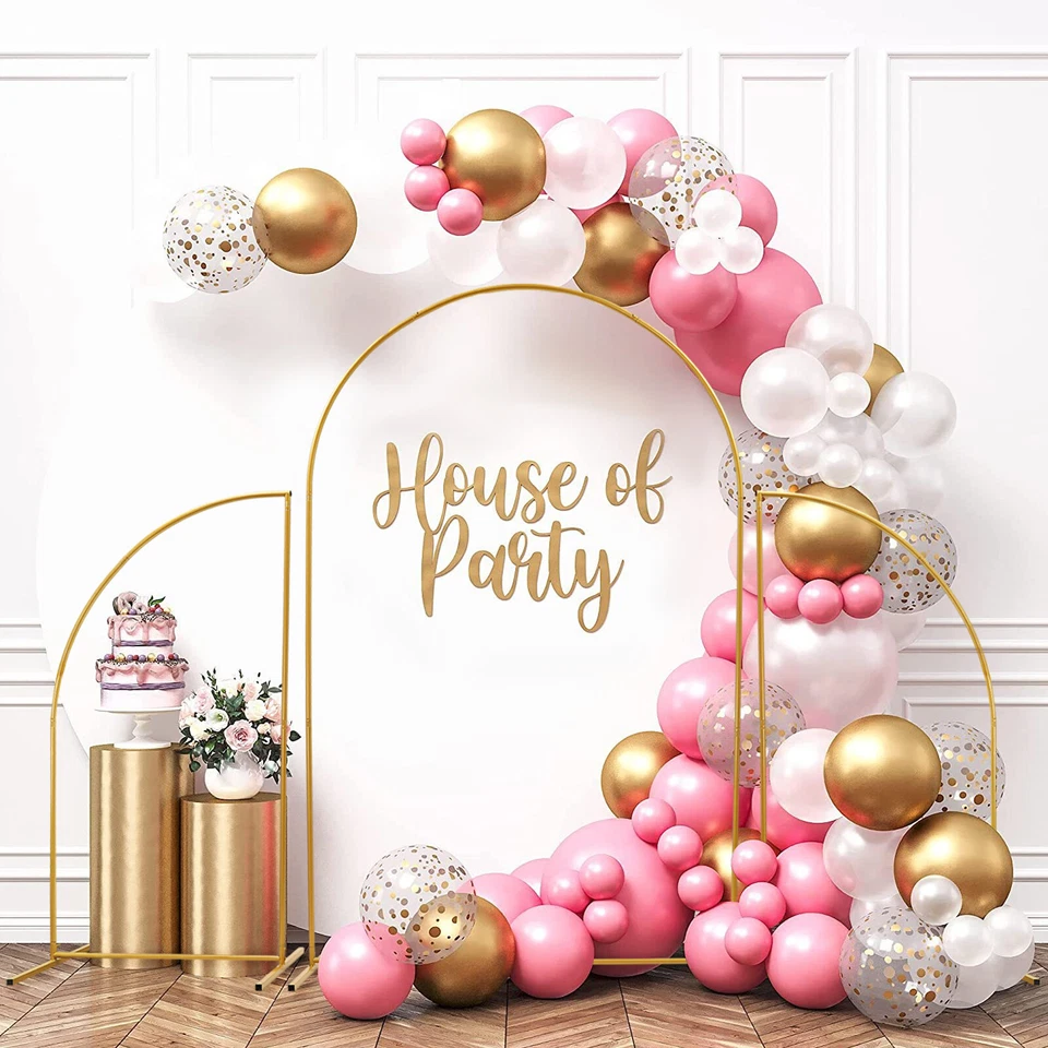 Metal Wedding Stand Backdrop Rack DIY Party Arch Flower Holder with Fabric Cover - Image 2 of 4