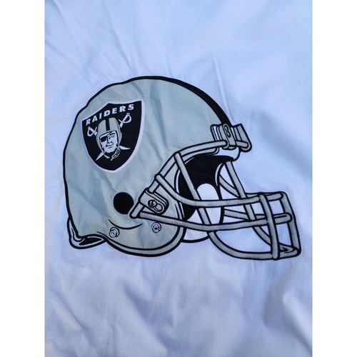 De colección Años 90 Las Vegas Raiders Starter Etiqueta Blanca Bolsa Casco Chaqueta Blanca L - Imagen 6 de 7