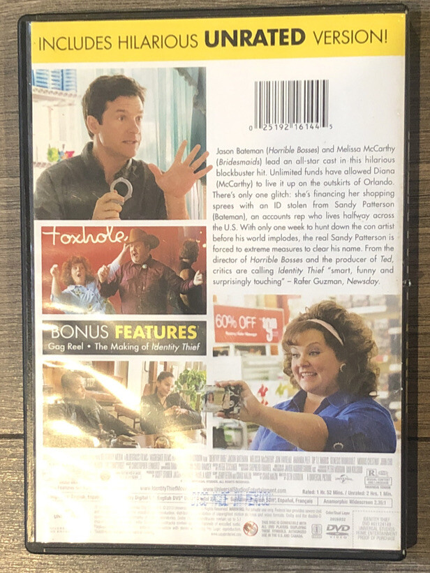 Identity Thief DVD Unrated edition Jason Bateman-Melissa McCarthy