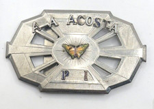 VINTAGE HOOK-FAST PERSONALIZED ''A A ACOSTA P I'' BUTTERFLY BELT BUCKLE