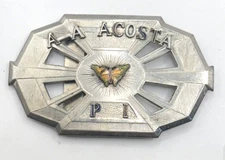 VINTAGE HOOK-FAST PERSONALIZED ''A A ACOSTA P I'' BUTTERFLY BELT BUCKLE