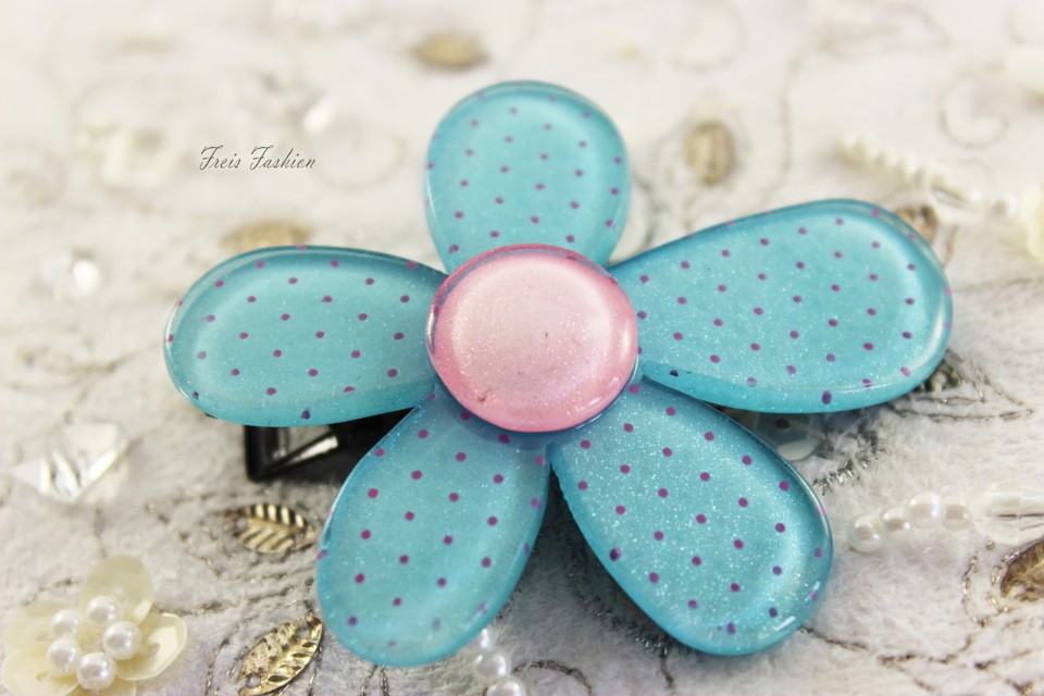 Damen Haarspange Emaille Mit Strass – Abend Haarklammer In Lila, 9 Cm, Blume Stern Design