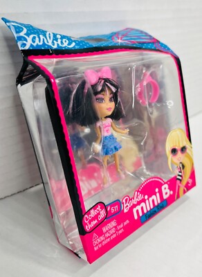 Very Rare Mattel Barbie Mini B. Fashion Ring Doll NEW Black Pink