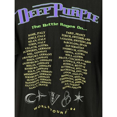 90s Vintage Deep Purple World Tour 1993/94 Dragon Single Stitch T